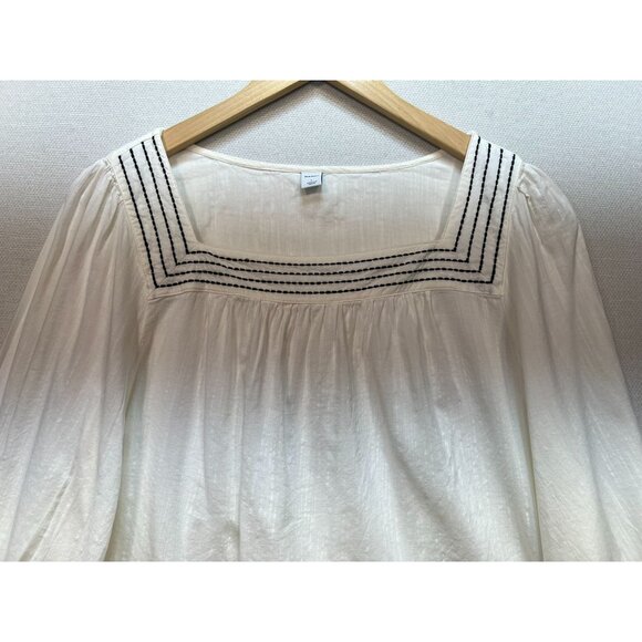 Old Navy Women's Rayon Relaxed Square-Neck Top Long Sleeve Stretch Size L White - Picture 6 of 12